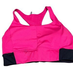 Xersion Hot Pink Sports Bra Black Band High Impact Racerback Athletic Top Size M